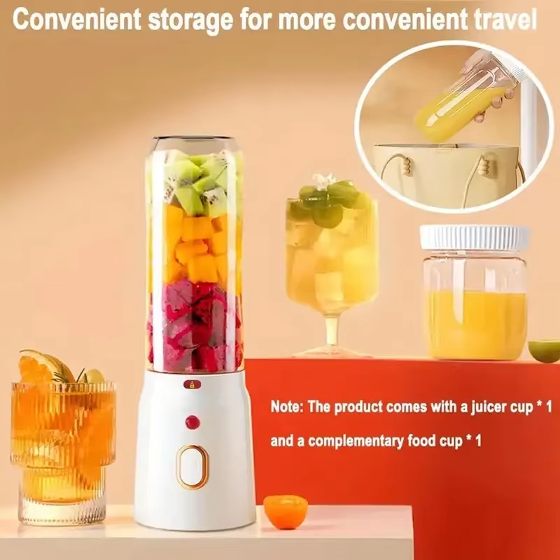 Licuadora eléctrica portátil de 450ML, exprimidor inalámbrico recargable por USB de 40W, taza exprimidora de alta potencia para batidos, batidos, zumo, alimentos