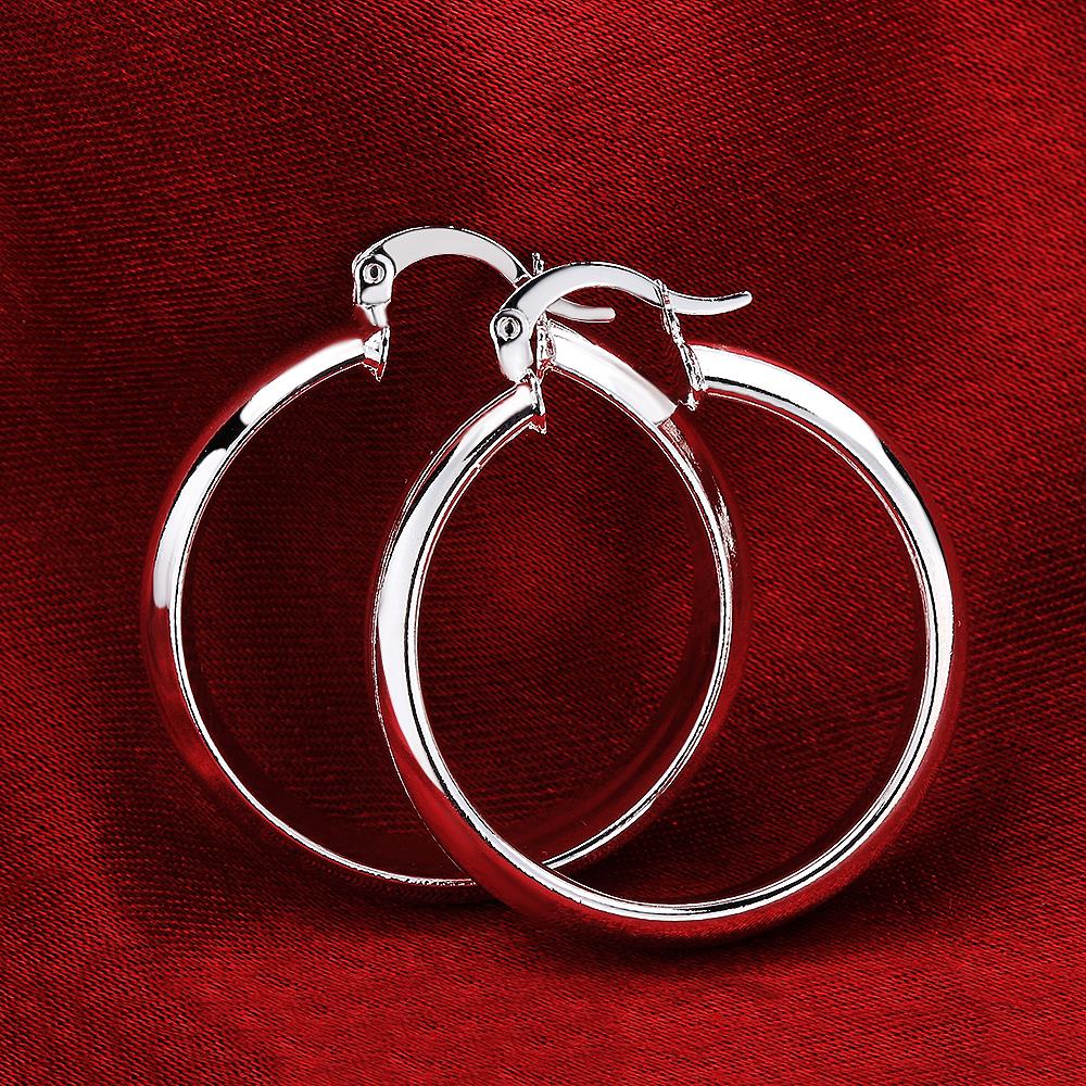 925 Sterling Silver 4CM gładkie duże kółko kolczyki dla kobiet luksusowa moda wesele akcesoria biżuteria prezenty