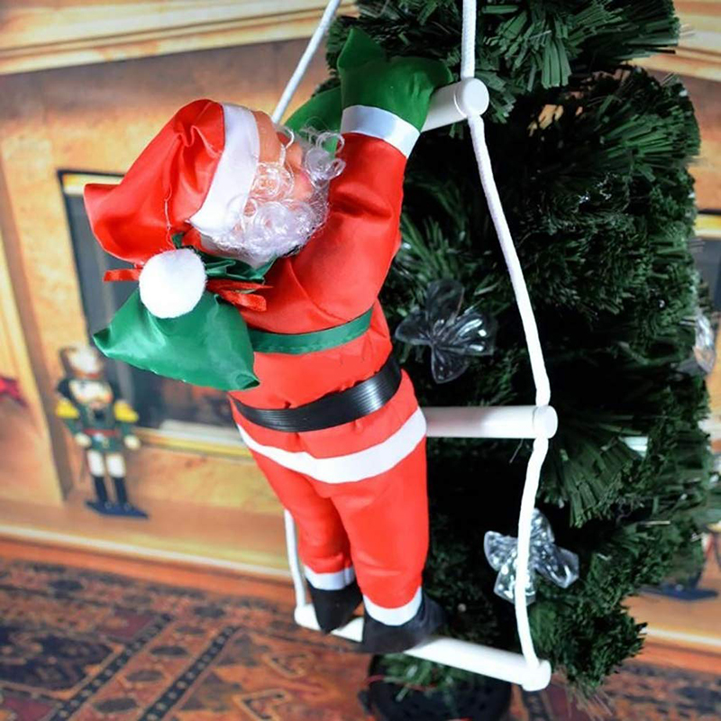 Échelle d'escalade de noël du père noël, poupée suspendue pour arbre de noël, décoration murale de porte intérieure, pendentif de noël, cadeaux du nouvel an