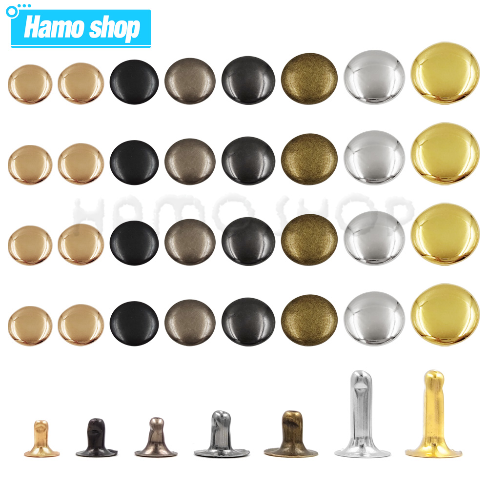 100 zestawów 5mm-15mm Metalowe okrągłe nity z pojedynczą nasadką Szpilki do DIY Skórzane rękodzieło Torba Pasek Odzież Kapelusz Buty Obroża dla zwierząt Dekoracja