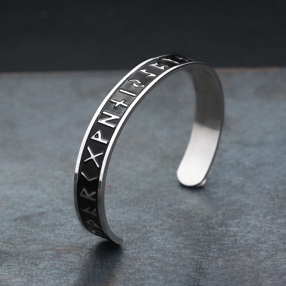 Nordische Edelstahl Wikinger Rune Armband Mode Eröffnung einfache Manschette Armreifen für Männer Frauen Amulett Schmuck Geschenke Drops hipping