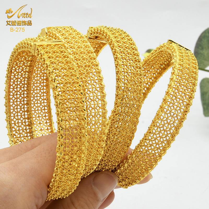 Luxe Afrikaanse Dubai Charm 24k gouden armbanden voor vrouwen, Arabische bruidsarmband, Nigeriaanse trouwgeschenk, sieraden voor feestjes