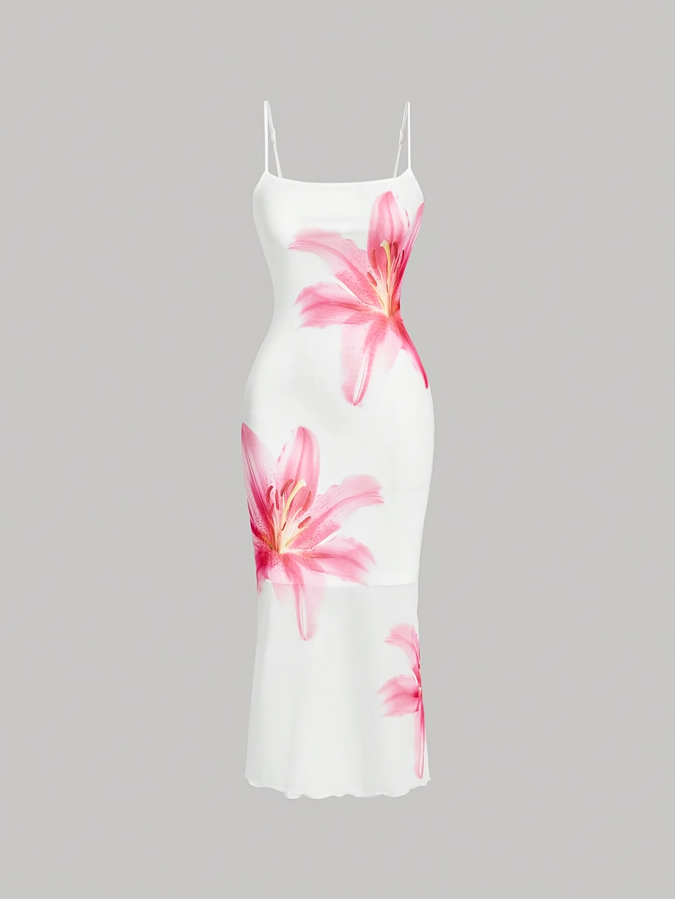 Elegante vestido veraniego con estampado floral, estilo resort.