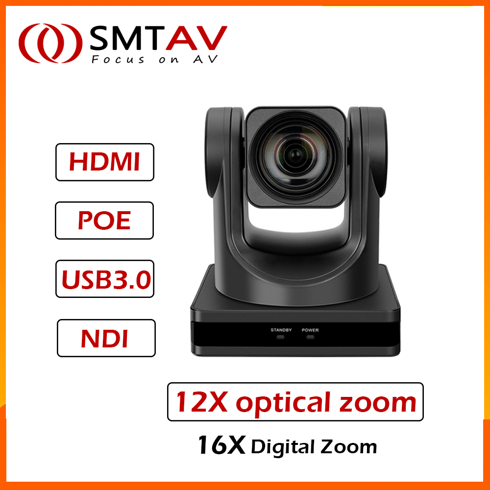 SMTAV 12X/20X optischer Zoom PTZ POE-Kamera 1080P mit USB 3.0-Ausgängen Live-Streaming-Kamera für Broadcast-Konferenzveranstaltungen