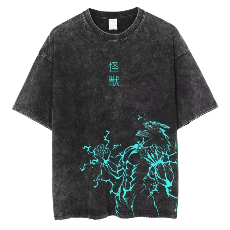 Anime Kaiju No 8 Cool Graphic lavato a maniche corte girocollo Y2k maglietta da uomo abbigliamento nuovo in Top & Tees T-shirt da uomo Camisetas