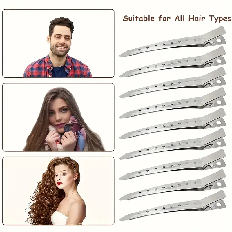 Nuevas pinzas para el cabello de cocodrilo, pinzas para el cabello de pico de pato de Metal para peinar, con agujeros, pinzas de sección profesionales para salón y mujeres