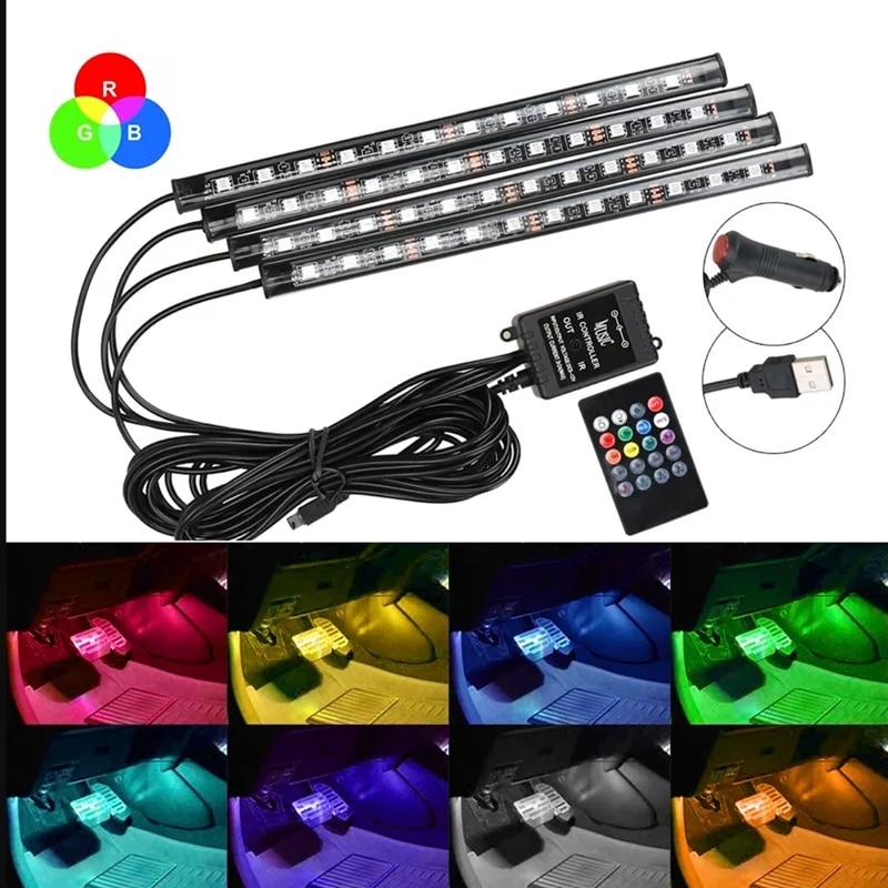 Universal รถ RGB Ambient ไฟ LED Strip บรรยากาศภายในโคมไฟ 8 สีตกแต่ง Off Road 4x4 SUV รถยนต์อุปกรณ์เสริม