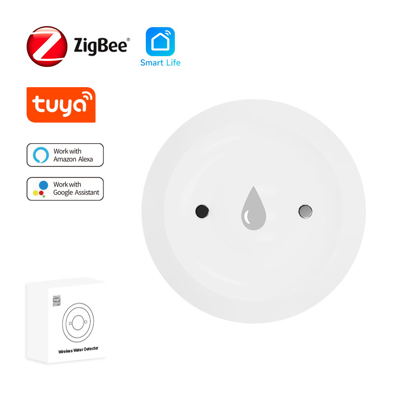 Tuya Zigbee-Sensor de inmersión en agua, 2mqtt, Sensor inteligente de fugas de vida, alarma de conexión de agua, monitoreo remoto por aplicación, Detector de fugas de agua