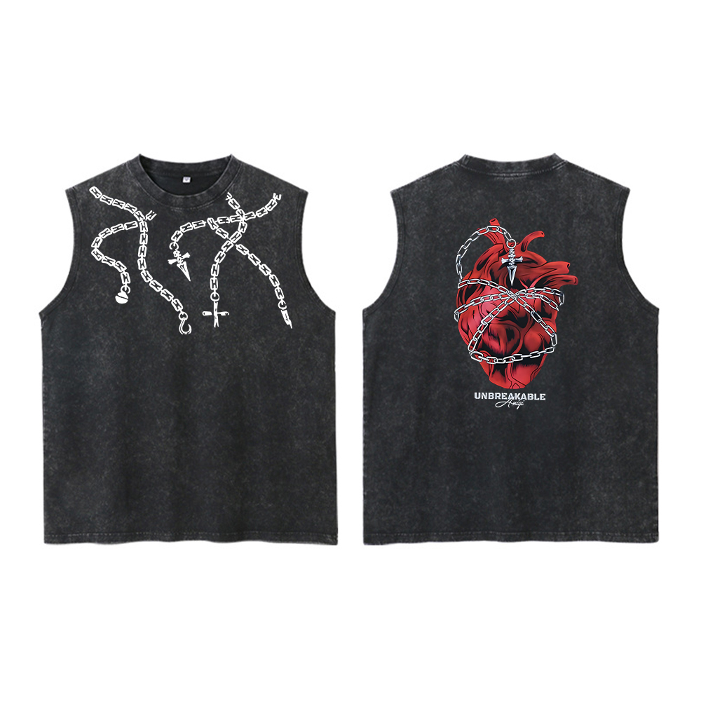 Anime Hunter X Hunter Acid Vest Retro Vintage stampato lavato gilet grafico da uomo Harajuku Y2k cotone casual maglietta top unisex