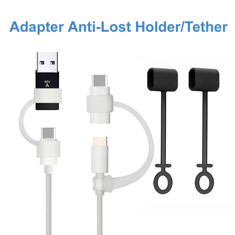 4 buah silikon Anti hilang penutup perlindungan lengan konverter kabel pegangan tali Tether untuk berbagai adaptor pengisian