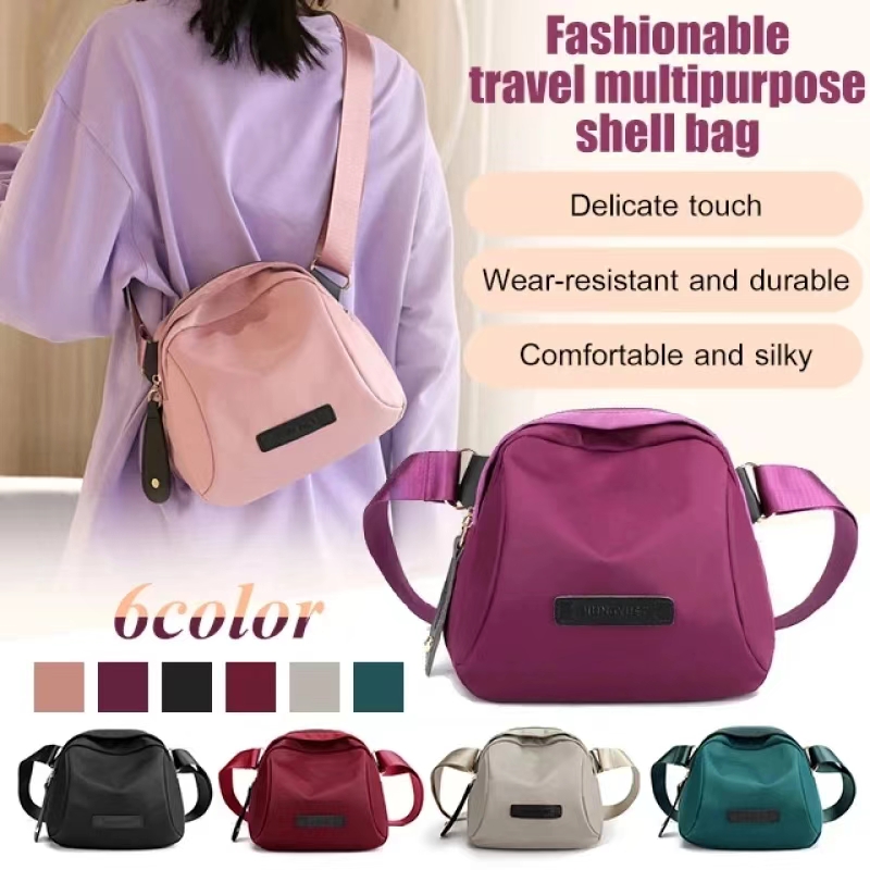 Tas selempang dada nilon wanita, tas bahu tahan air, dompet ritsleting ringan dan aman untuk sehari-hari dengan mudah