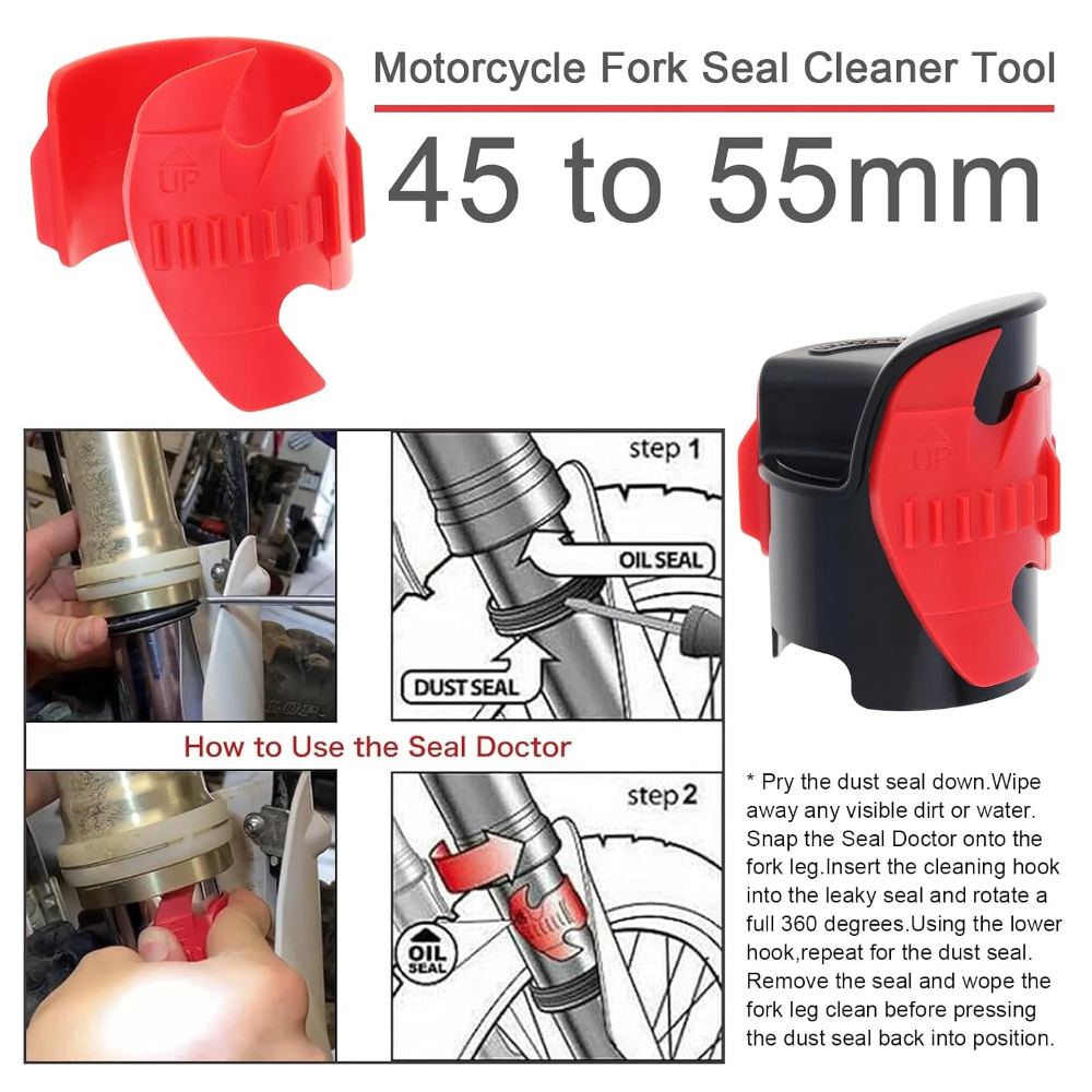 45mm-55mm Fork Seal Saver Cleaner Motorcycle Front Fork Seal Clean Tool Fork Shock Absorber Cleaning Repairing Tools Universal