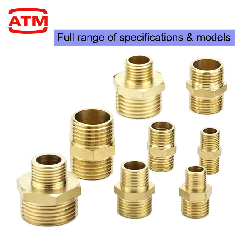Conector Rápido Hexagonal de Latão para Tubos, Adaptador Macho-Macho 1/8 1/4 3/8 1/2 3/4 1, Rosca para Água, Óleo e Gás