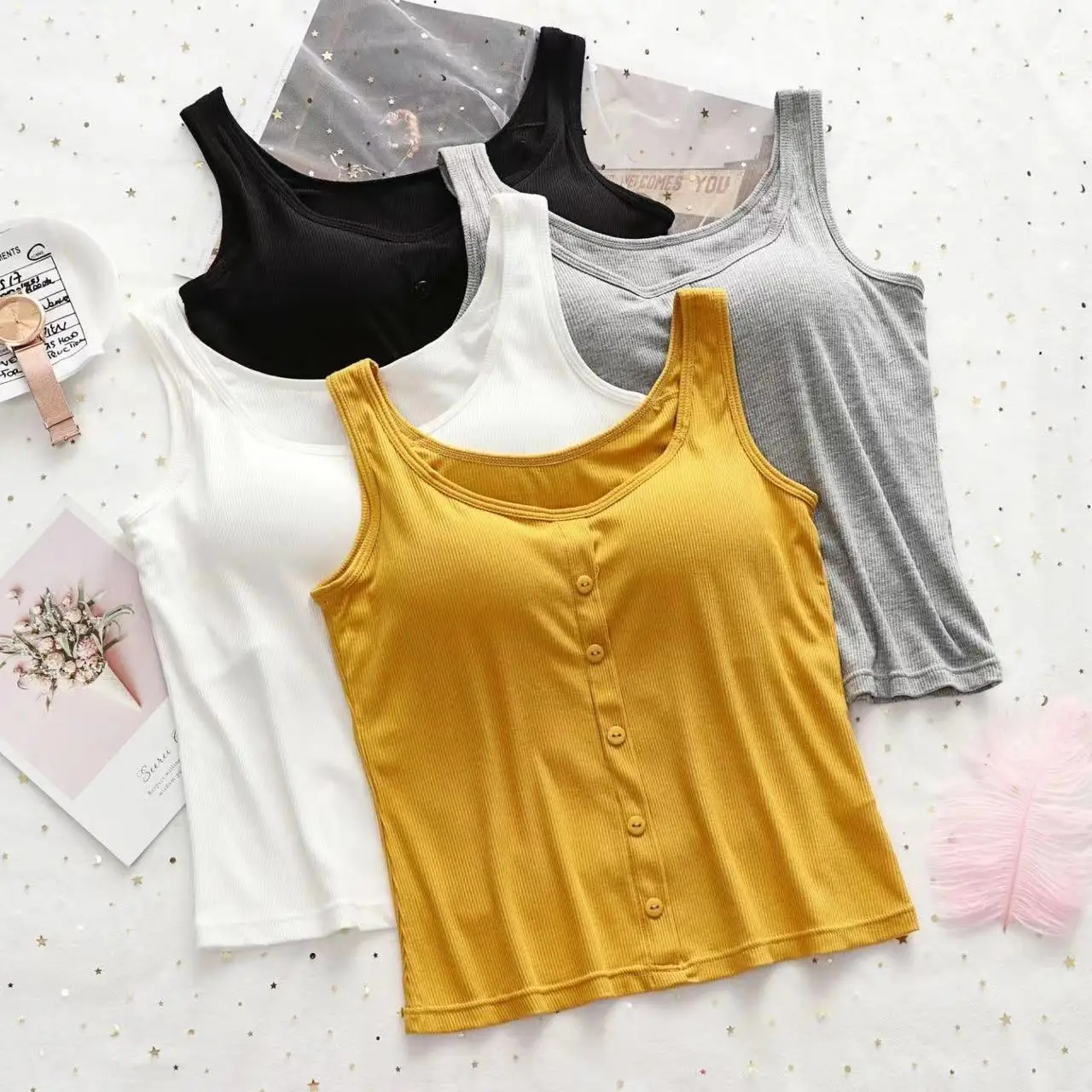 Camisola de talla grande para mujer, Top con almohadilla para el pecho, camisetas sin mangas suaves y cómodas, 35-75kg