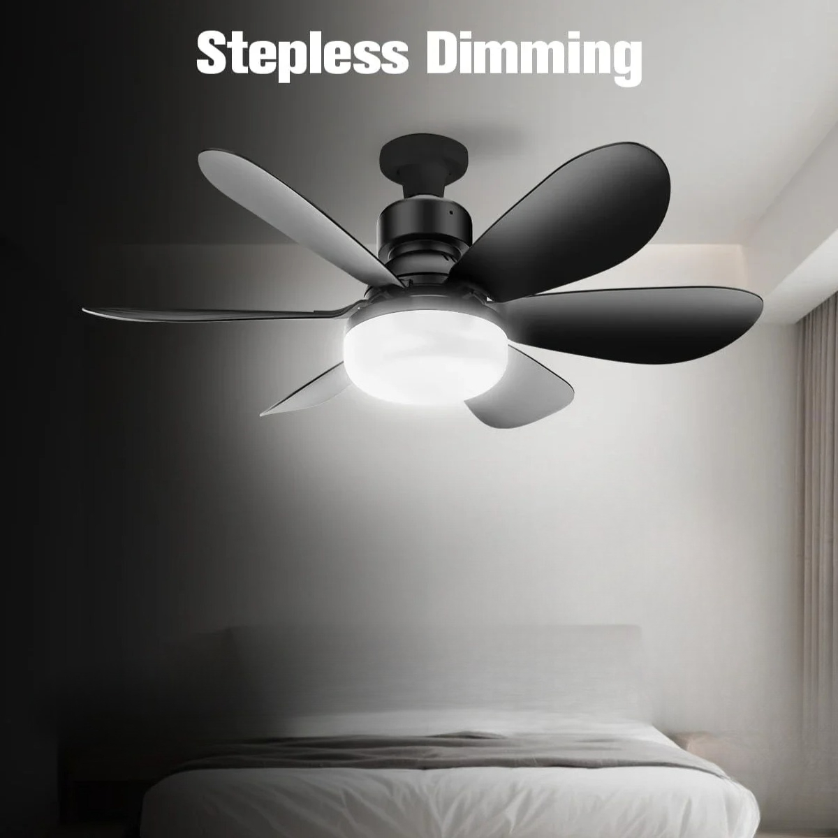 Luz de Ventilador de Teto LED E27 com Controle Remoto para Regulagem, Adequada para Sala de Estar, Estudo, Uso Doméstico, 85-265V