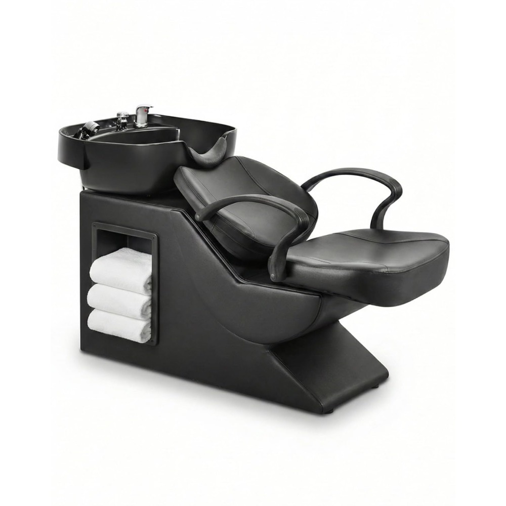 Shampoo Bowl and Chair Set for Salon, Hair Washing Station for Hair Stylist, ABS Shampoo Bowl Sink Chair with Side, Customized