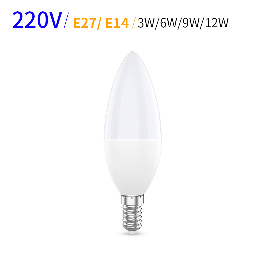 Led キャンドル電球 220V 3 ワット 6 ワット 9 ワット 12 ワット LED ランプ E14 E27 3000 K 4000 K 6000 K ライトランプ家の装飾用 Led ランプ家の装飾