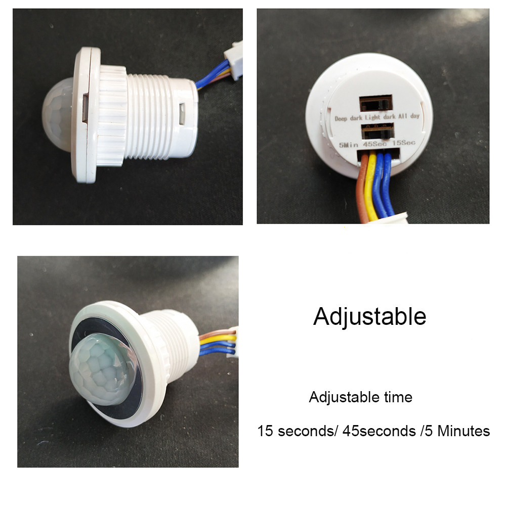 Sensor de luz automático de movimiento infrarrojo, interruptor de Detector IR, cc 12V, 24V, CA 110V, 220V, lámpara de noche de inducción del cuerpo humano