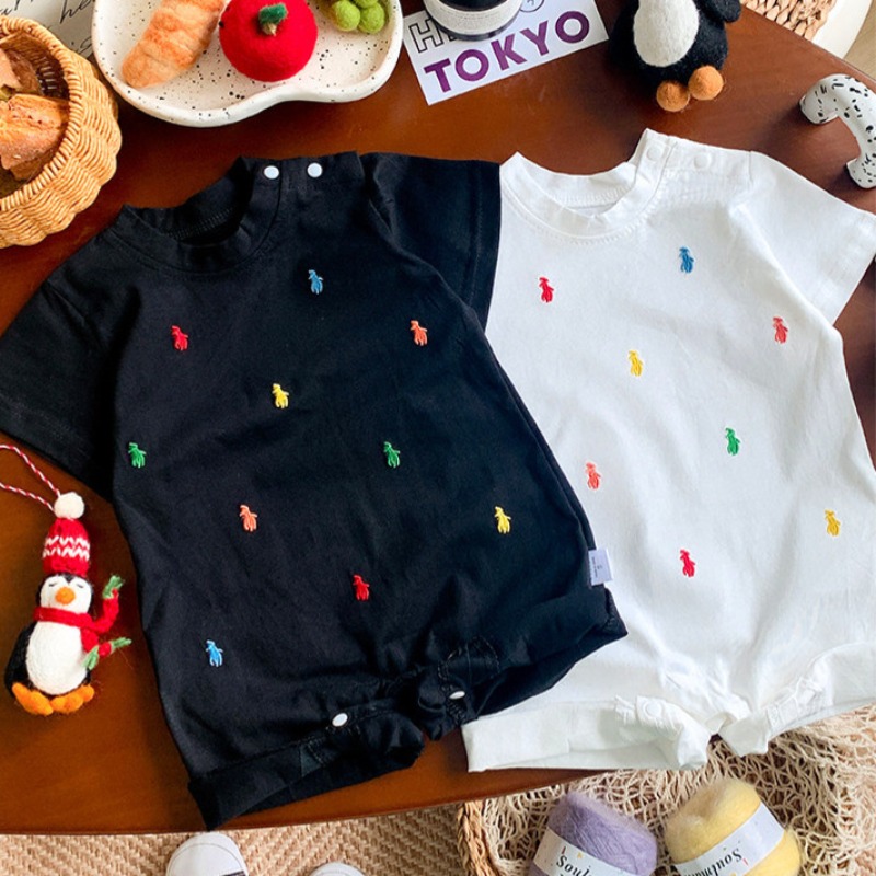 Nova Roupa de Verão: Macacão de Bebê de Manga Curta com Abertura, Pijama Fino para Bebês (Masculino e Feminino), Roupa para Engatinhar