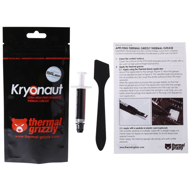Grizzly térmico Kryonaut 1g para procesador de CPU, disipador de calor, ventilador compuesto de enfriamiento, pasta térmica, Enfriador de grasa térmica