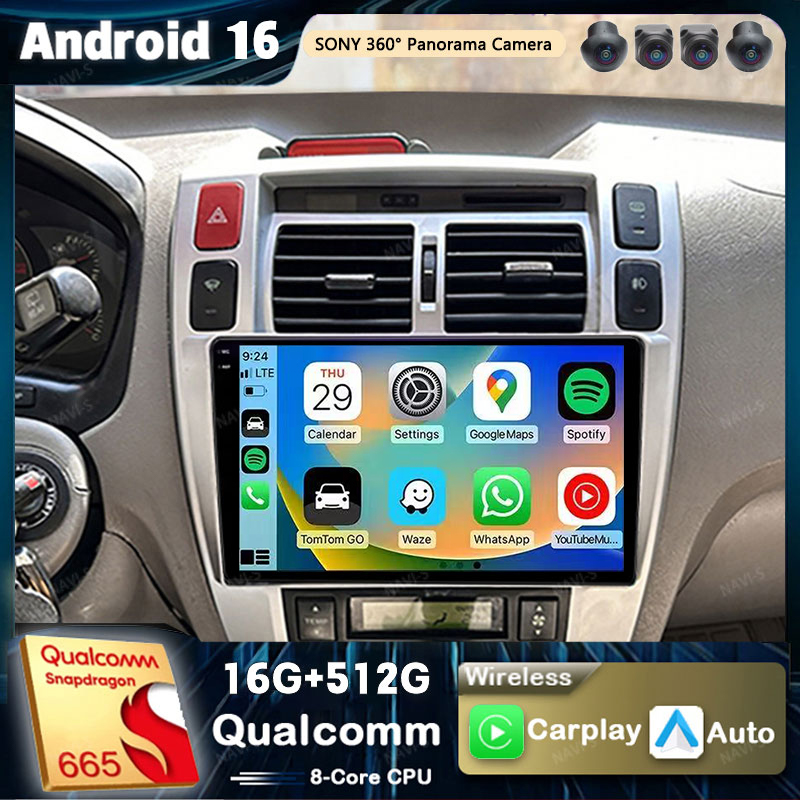 Android 16 Carplay Auto autoradio voor Hyundai Tucson 2004 2005 2006 2007 2008 2009 Multimedia Videospeler GPS Navigatie Stereo