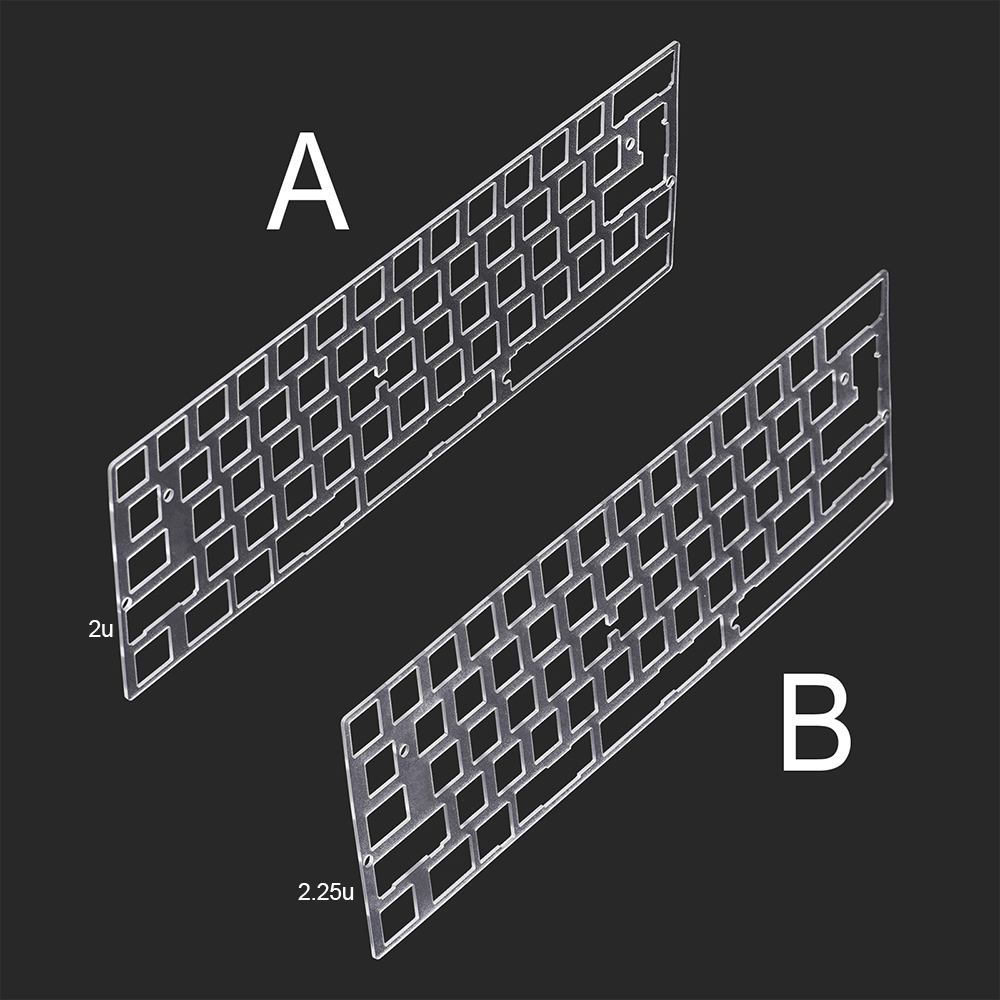 60 64 GH60 Shift kiri 2X 2,25x pelat pemosisian polikarbonat 60% DIY pelat Keyboard mekanis kompatibel DZ60 XD60 XD64