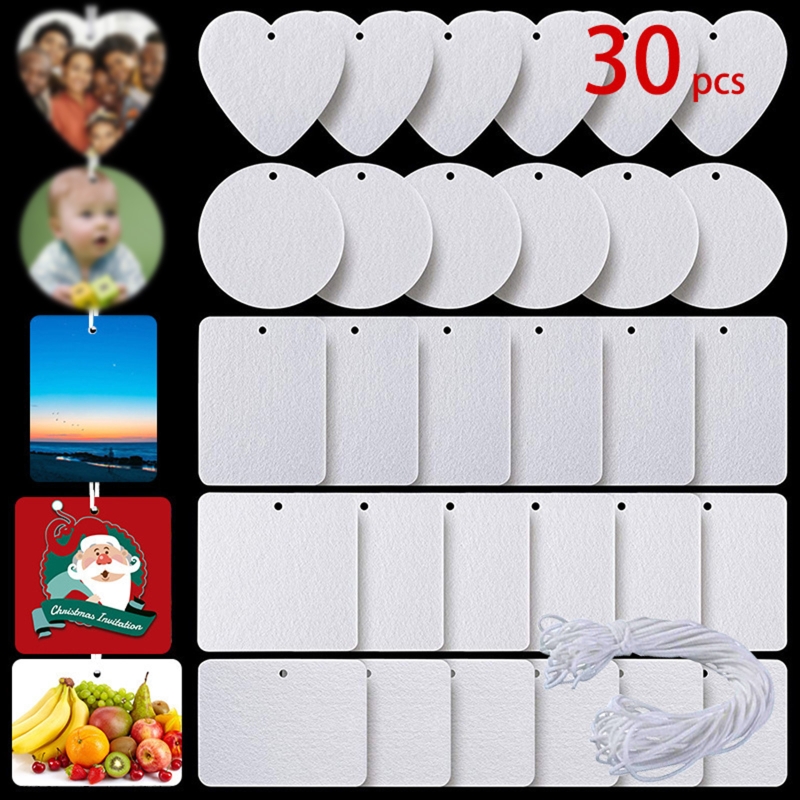 Lot de 30 feuilles de feutre à Sublimation pour voiture, lot de 30 feuilles de feutre à transfert de chaleur pour désodorisant, D7YA