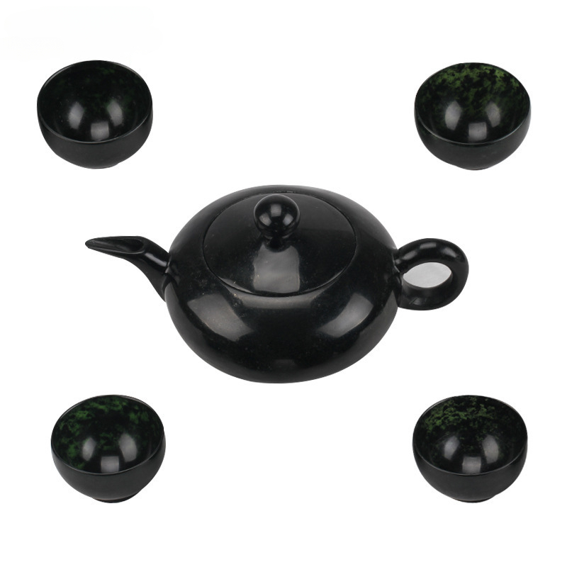 Tetera de Jade oscuro, serpentina, Jade, verde oliva, meteorito, medicina, piedra King, juego de té