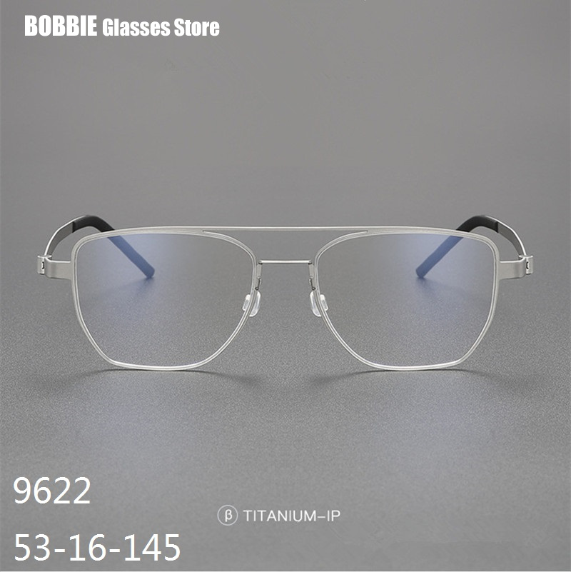 Denmark Brand Style Double Beam Titanium Ultralight Glasses Frame 9622 Men's Screwless Prescription Eyeglasses Women Moypia Gafa