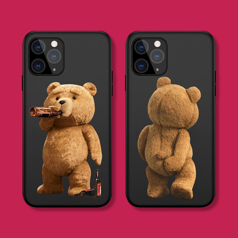 Матовый чехол для телефона с парой плюшевых мишек для iPhone X XS Max XR 13 12 11 Pro MAX Mini SE2022 6S 7 8 Plus