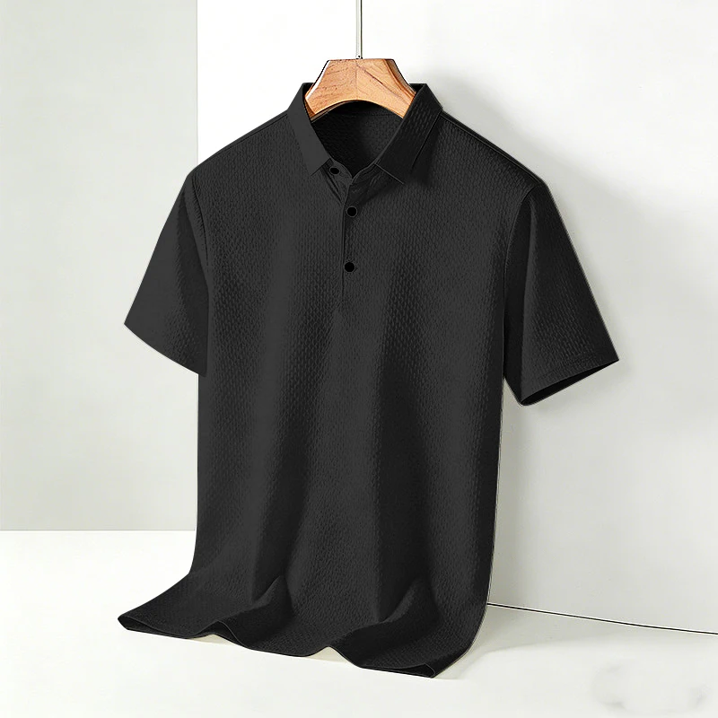 Polo en soie glacée pour hommes, léger, à séchage rapide, à manches courtes, pour les affaires, usage quotidien décontracté, hauts confortables, nouvelle collection 2026