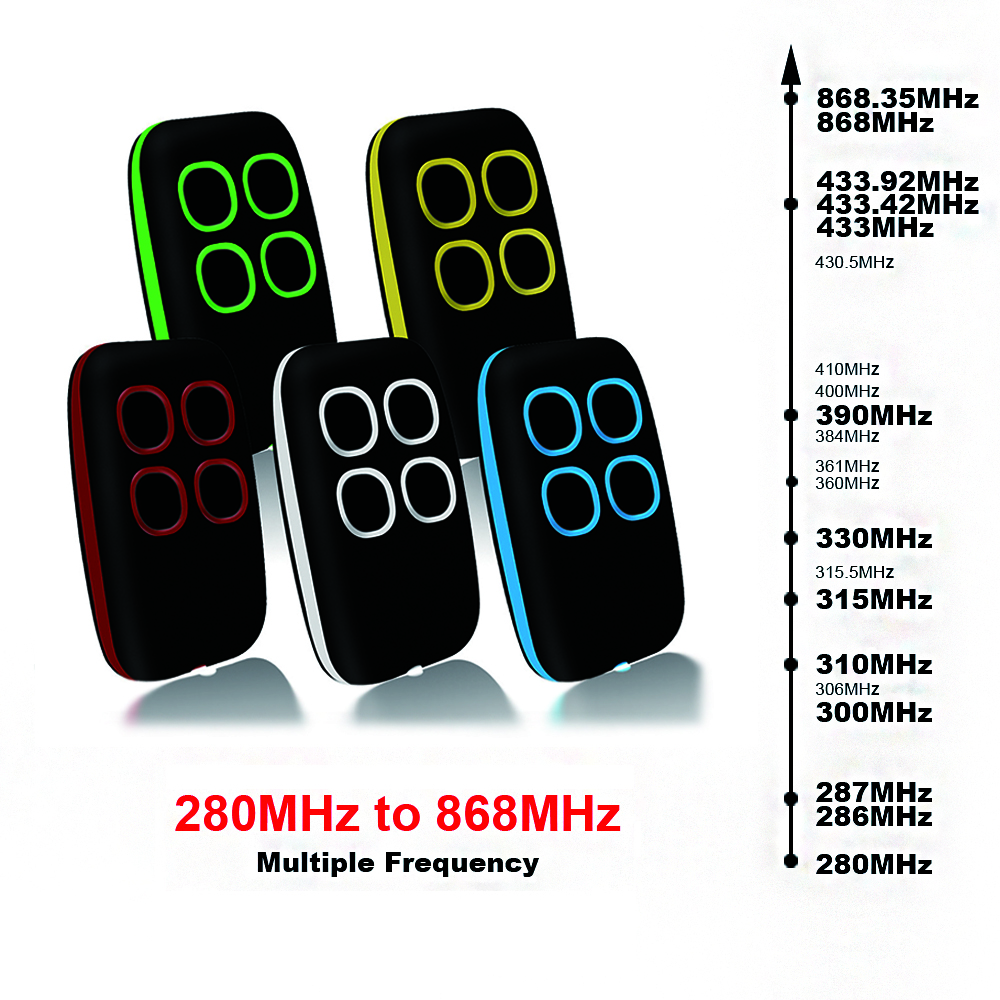 280-868MHz 차고 원격 제어 복사기 다중 주파수 롤링 고정 학습 코드 그래버 433MHz 868MHz 범용 도어 오프너