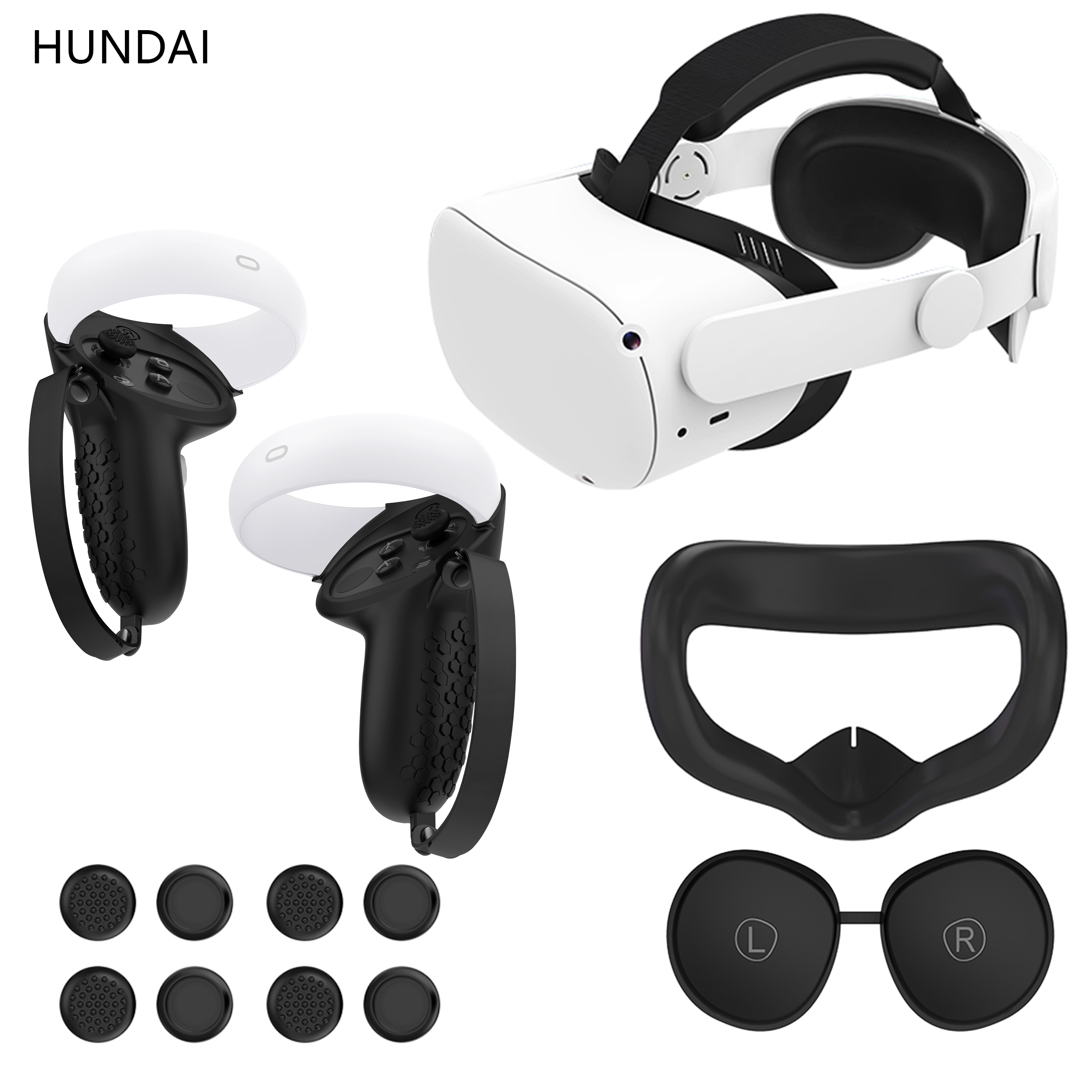 Sarung Pelindung VR Sarung Cangkang Pengendali Sentuh Tali Kepala Tali Elite dengan Tali Pegangan Pegangan untuk Oculus Quest 2 Aksesori