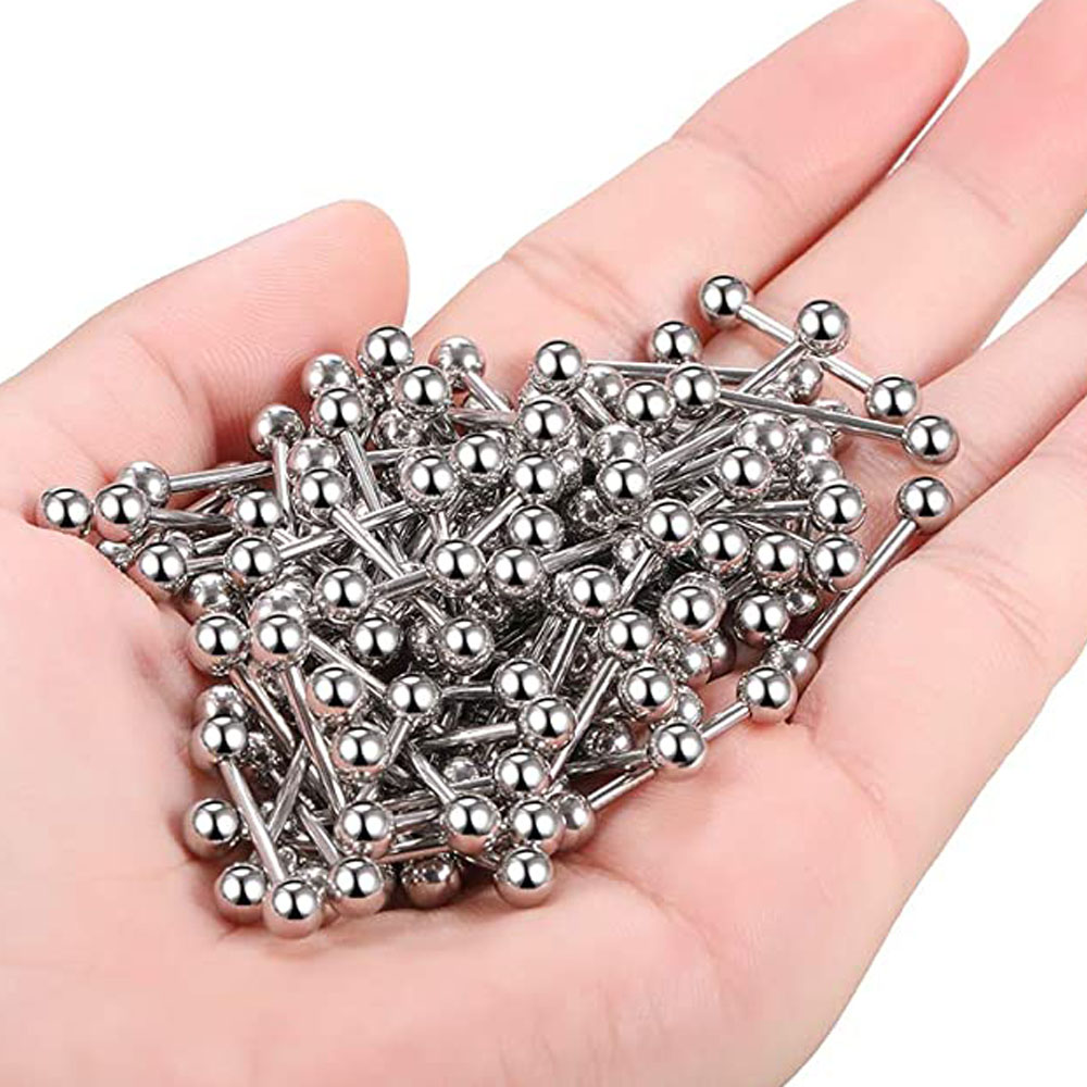 WKOUD 20 unids/lote de anillos para las orejas de lengua de acero inoxidable, barras de barra para mujer y hombre, joyería para Piercing corporal Unisex al por mayor