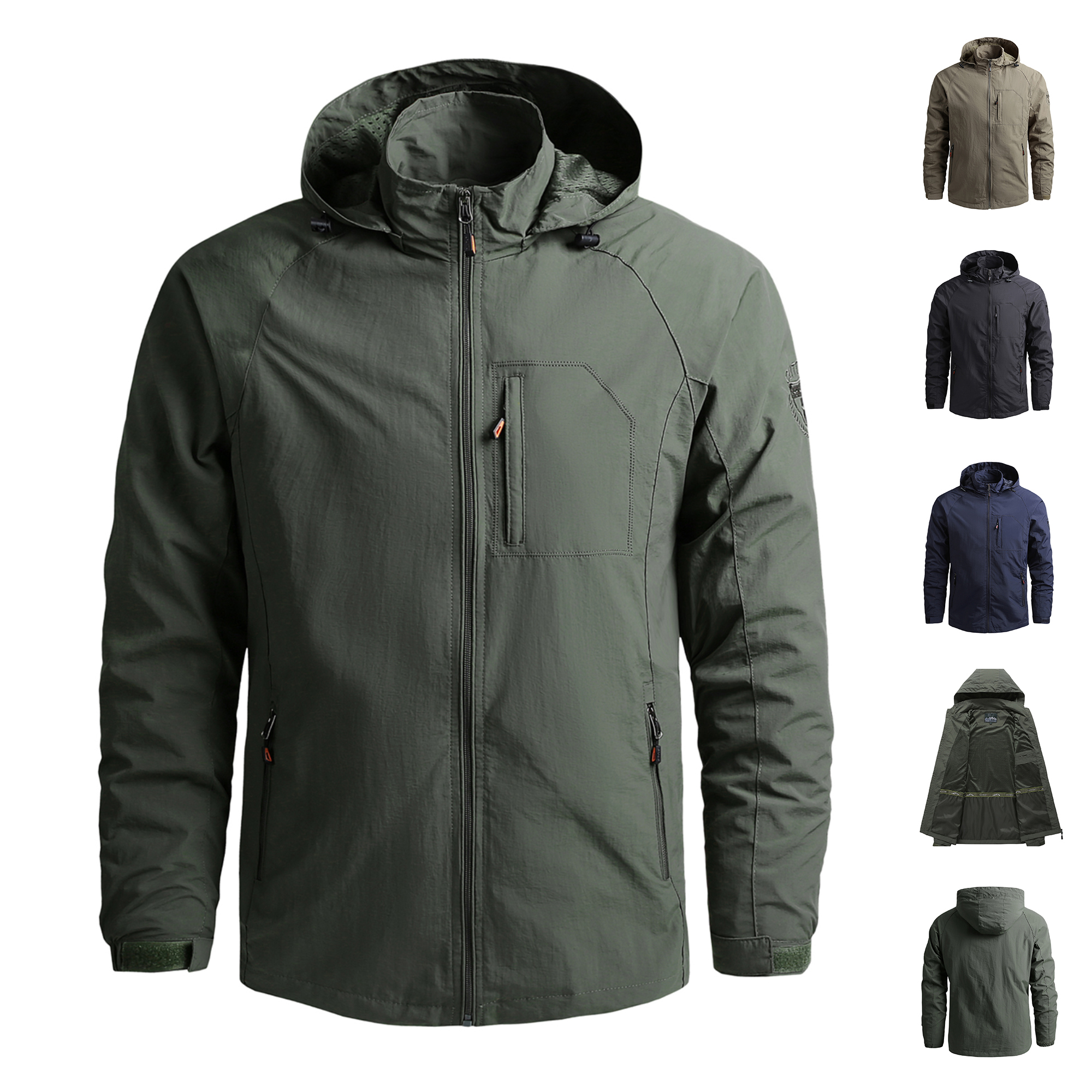 Cross border foreign trade nylon anti-static, waterproof, windproof, charge and leisure sports jacket for men in plus size, vers