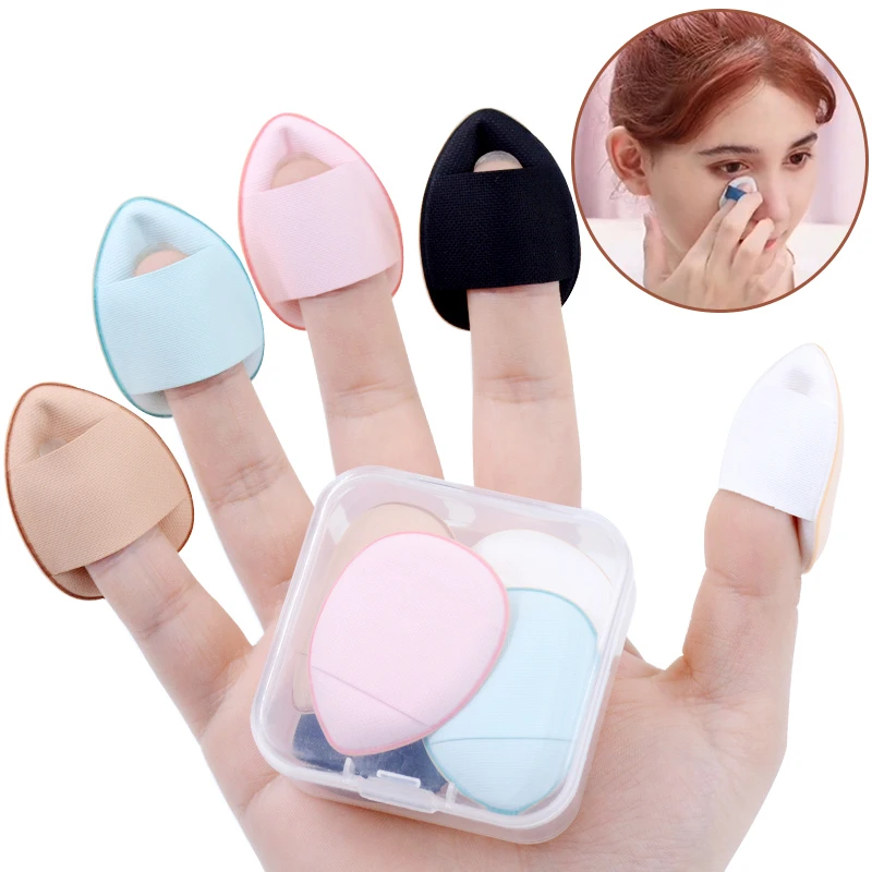 5/10 Stuks Mini Vinger Bladerdeeg Foundation Kleine Luchtkussen Poeder Spons Gezicht Concealer BB Cream Cosmetische Applicator Makeup Tools