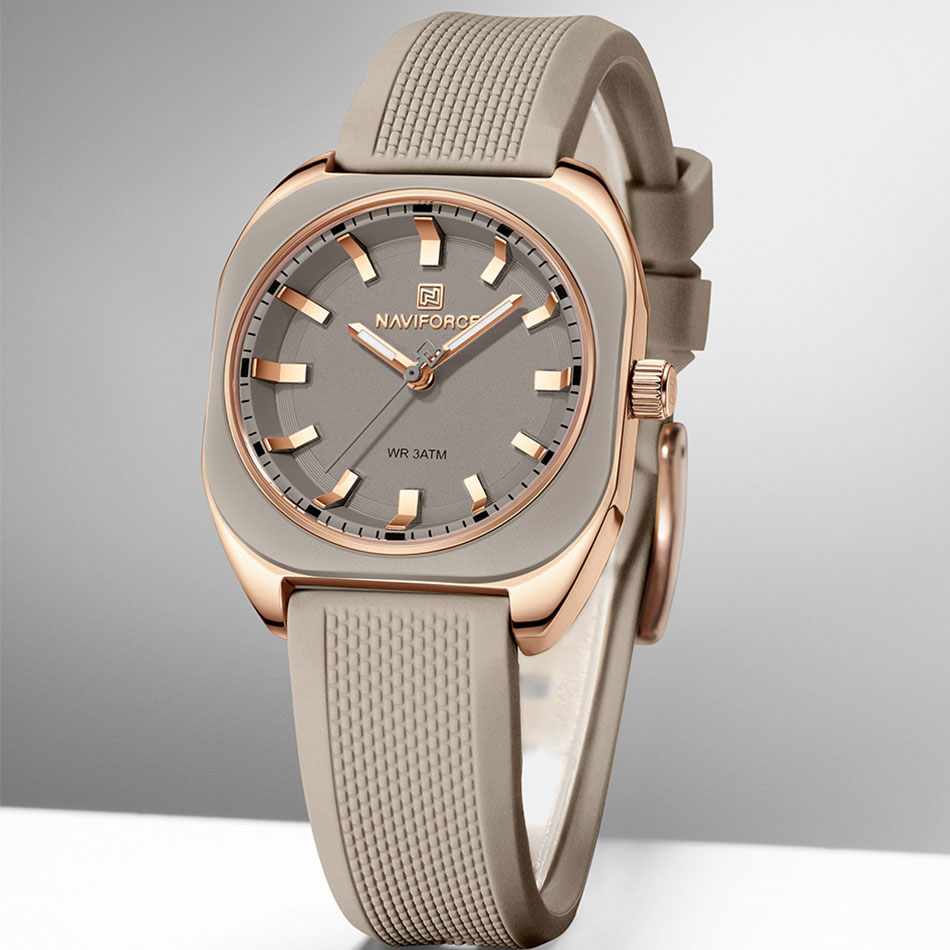 NAVIFORCE แฟชั่นผู้หญิง Casual Elegant Simple รูปหลายเหลี่ยมควอตซ์นาฬิกาซิลิโคนสําหรับนาฬิกาข้อมือผู้หญิง Casual Relogio Feminino