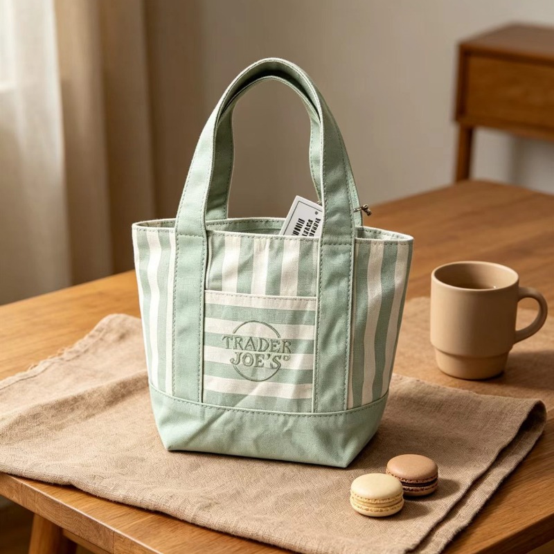 1pcs new striped canvas bag fashion shopping bag tote bag environmental protection bag lunch bag