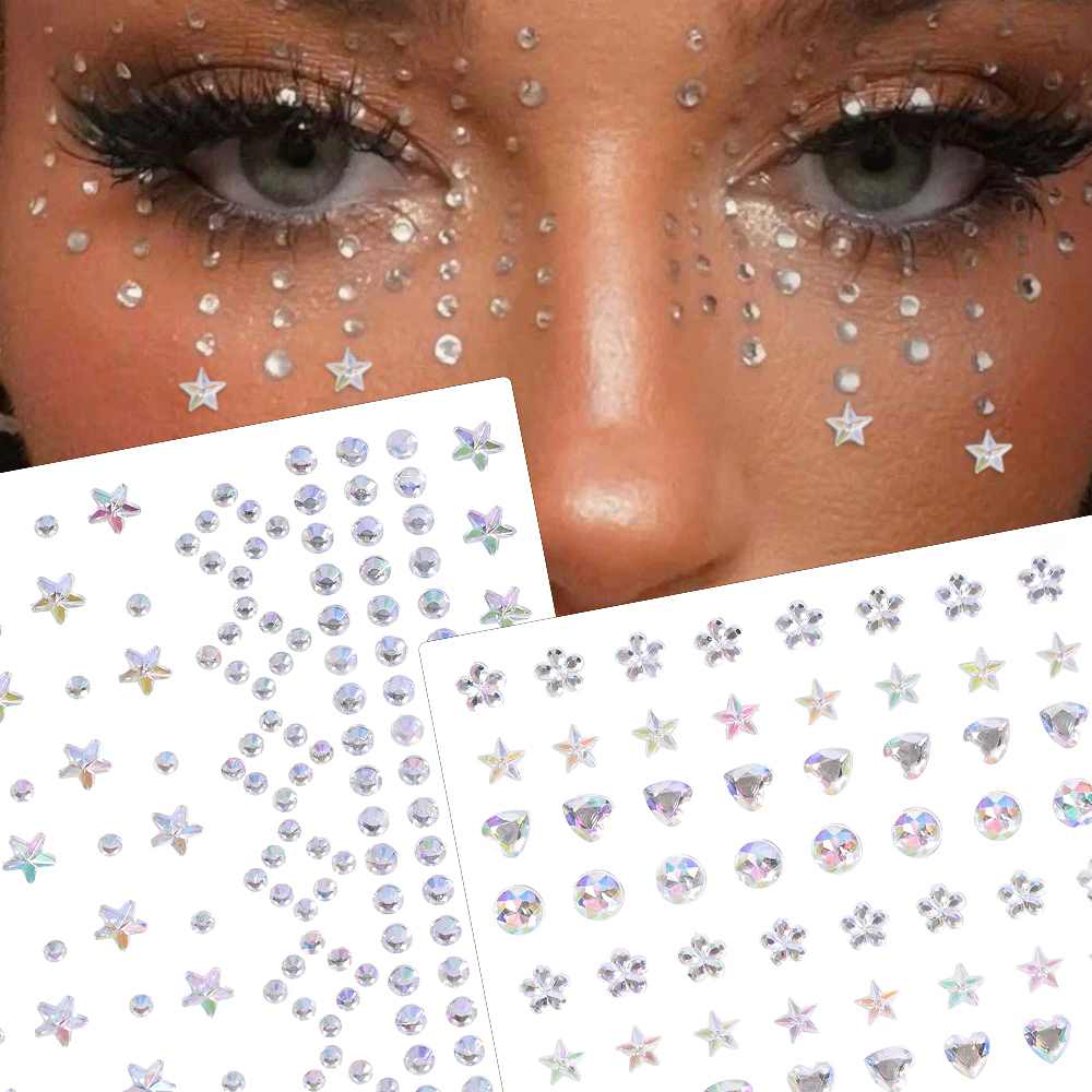 1 pièces visage diamant gemme autocollant 5D coloré strass tatouage fard à paupières autocollants pour Festival ongles corps maquillage Bling bijou bricolage déco
