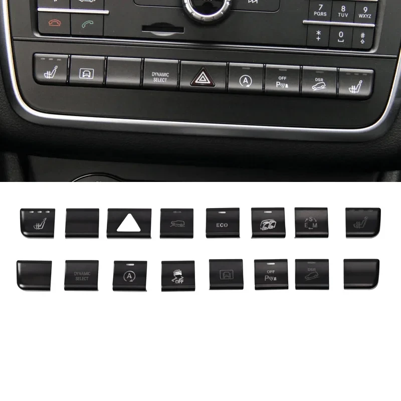 Autocollants boutons de climatiseur de console de voiture, garniture pour Mercedes Benz GLA, XACHCLA, C117, classe A B, W176,
