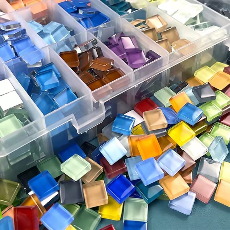 50Pcs Glasmozaïek Kleurrijke Vierkante Mozaïek Stukken Voor Mozaïek Projecten Diy Ambachten Mozaïek Handgemaakte Kerst Decoratie