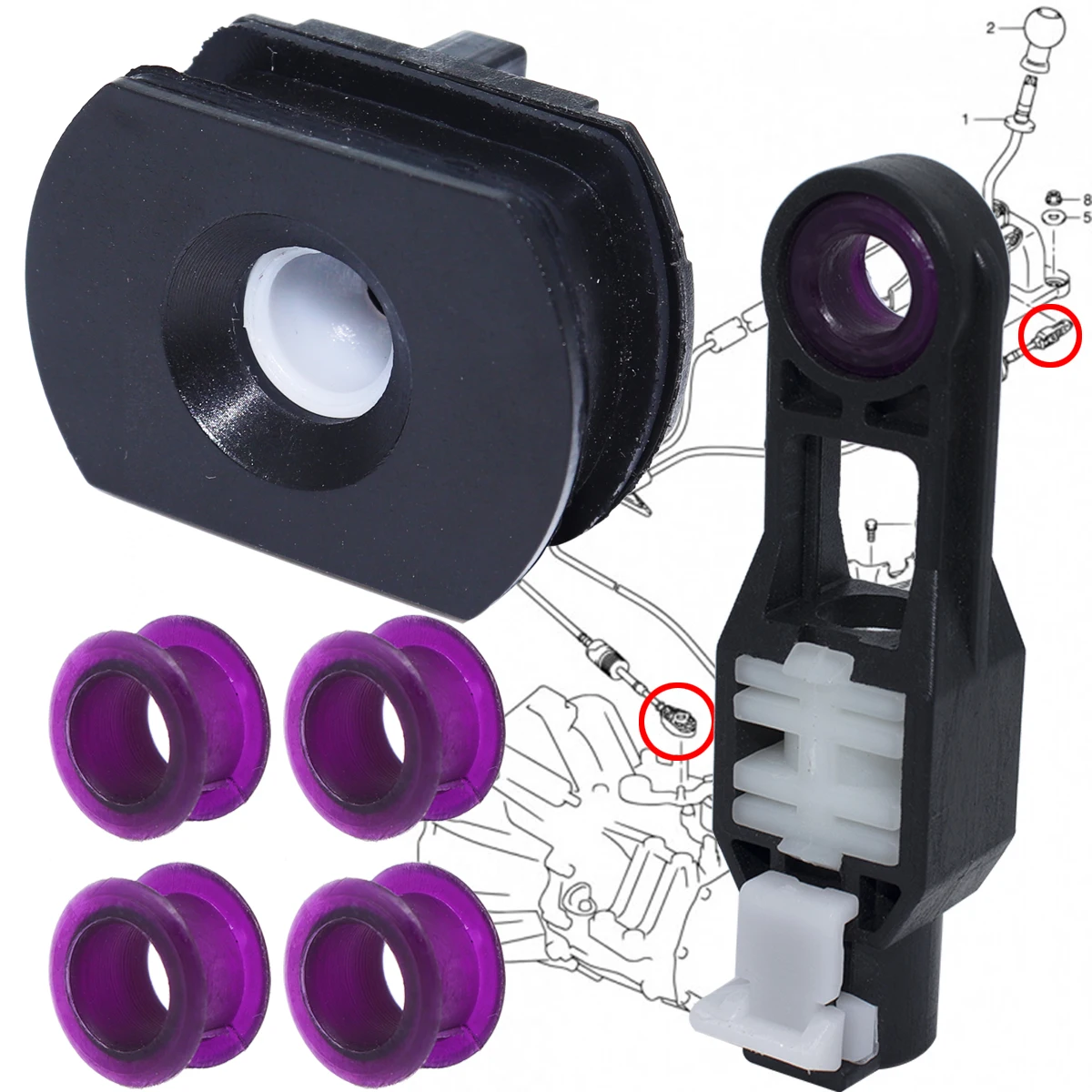 Kit de reparación de buje de Cable de cambio de marchas para Suzuki SX4 Swift Sport, adaptador de conector de conexión final de palanca, Selector, Clip de manga de ojal