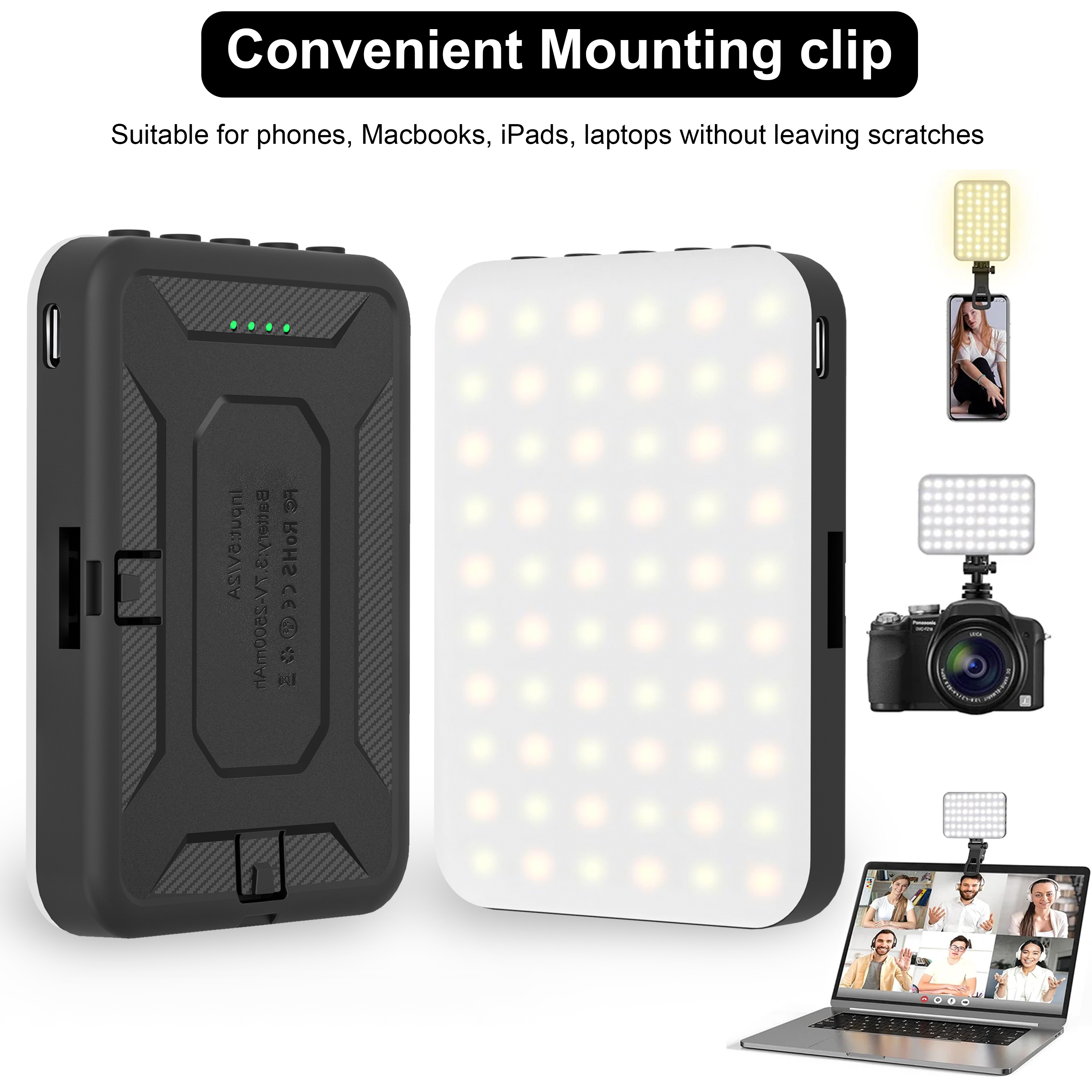 調光可能な自撮りライト、ビデオランプキット、bi-カラーパネルライト、7モード、60 LED、2500k-6500k、97 spi、new