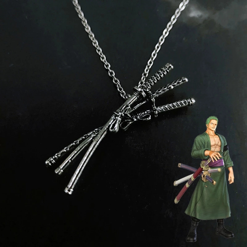 アニメクールネックレスロロノア・ゾロ三ナイフペンダントコスプレアニメ三剣流れるペンダントアクセサリー