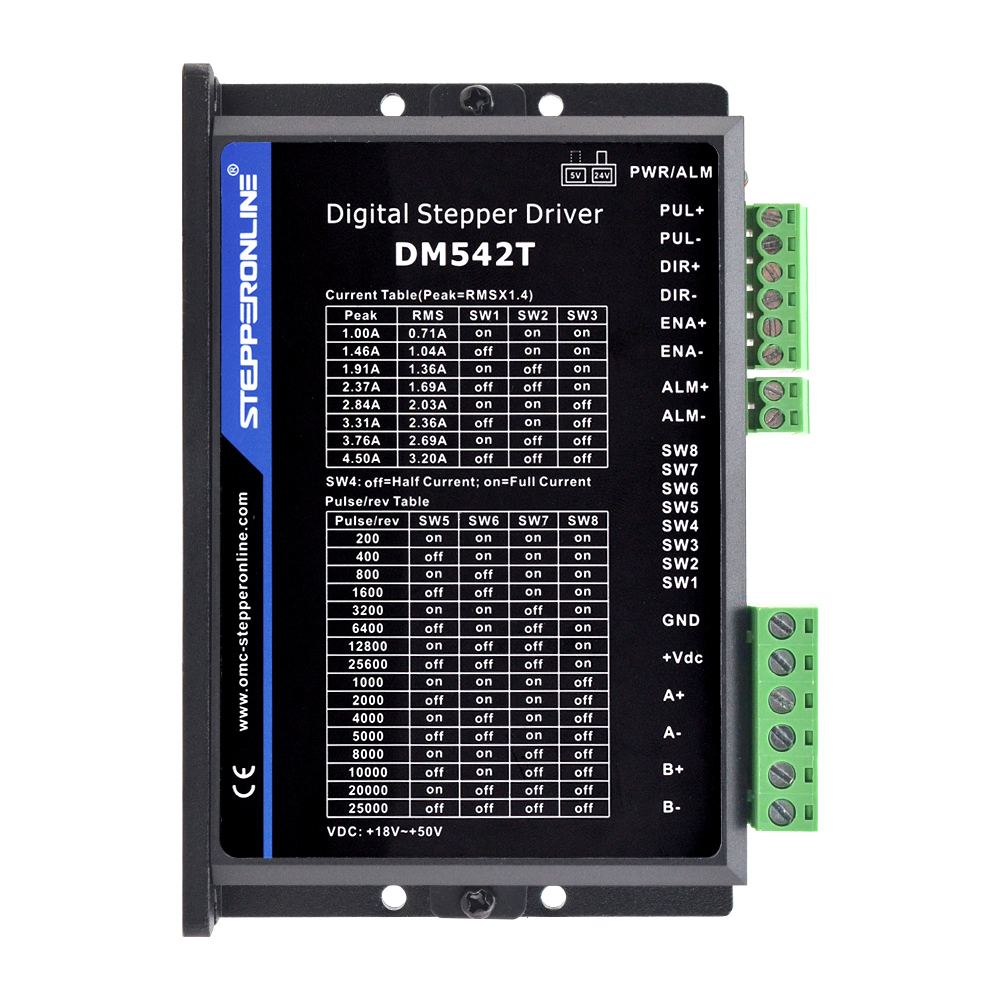 STEPPERONLINE DM542T pilote pas à pas 1.0-4.2A 20-50VDC contrôleur de moteur pas à pas numérique à boucle ouverte 2 phases pour pas à pas Nema 17/23