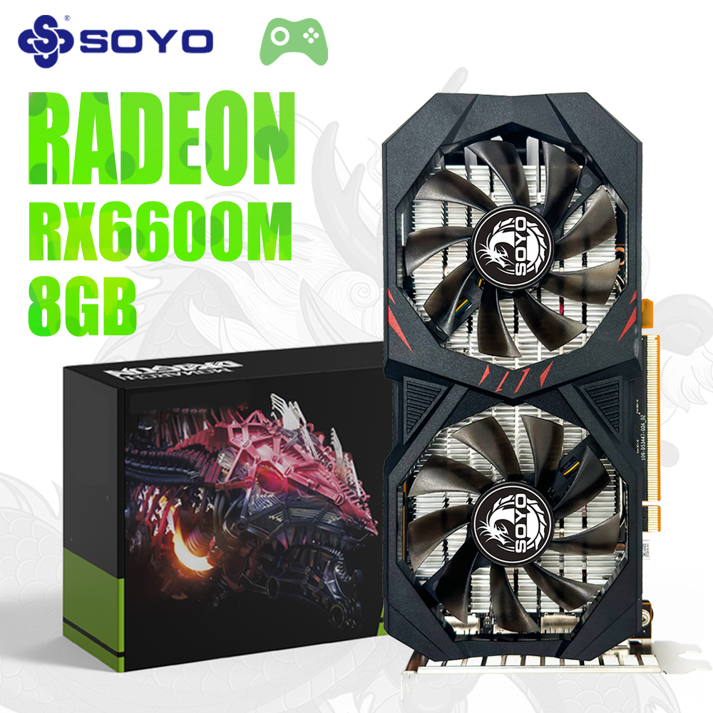 Оригинальная видеокарта SOYO RX6600M 8G GDDR6, HDMI-совместимый, DP PCIE 4.0, подходит для настольных игровых компьютеров