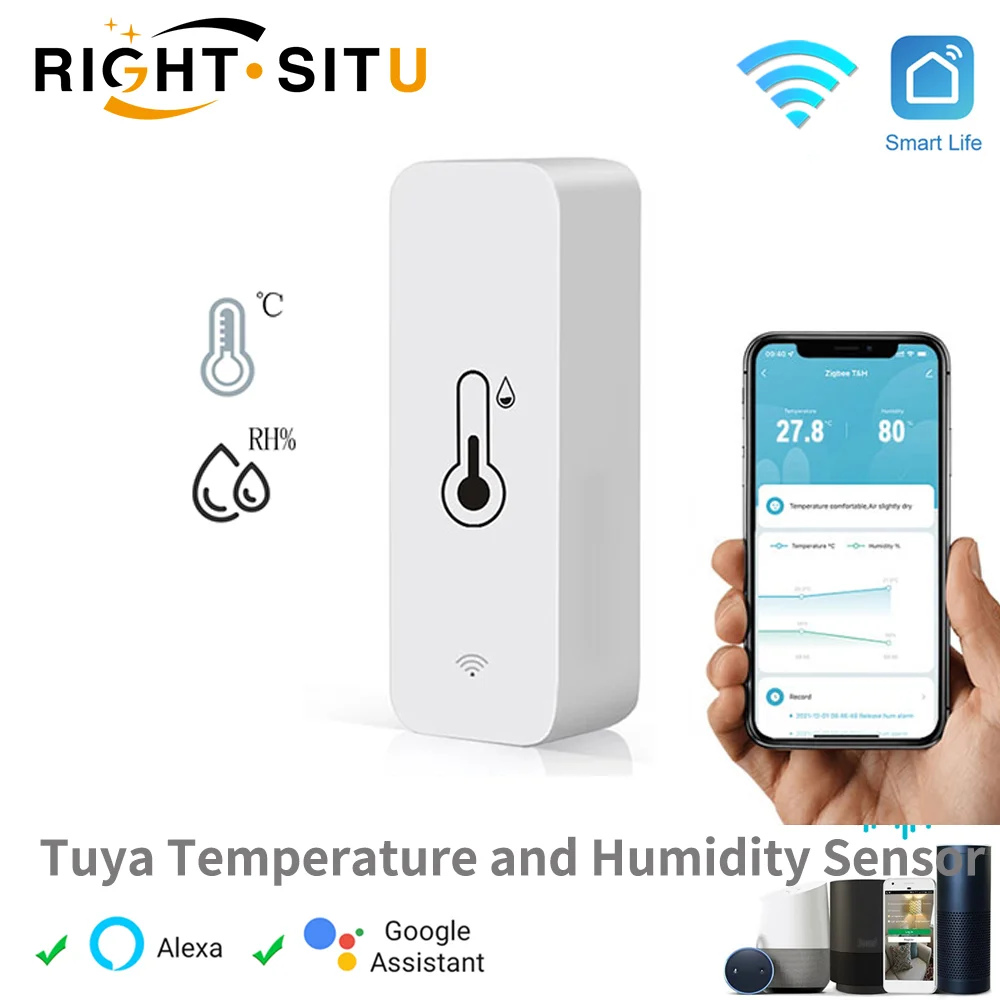 Смарт-датчик температуры и влажности Tuya, Wi-Fi, работает от аккумулятора ZigBee, работает с Alexa Google Home