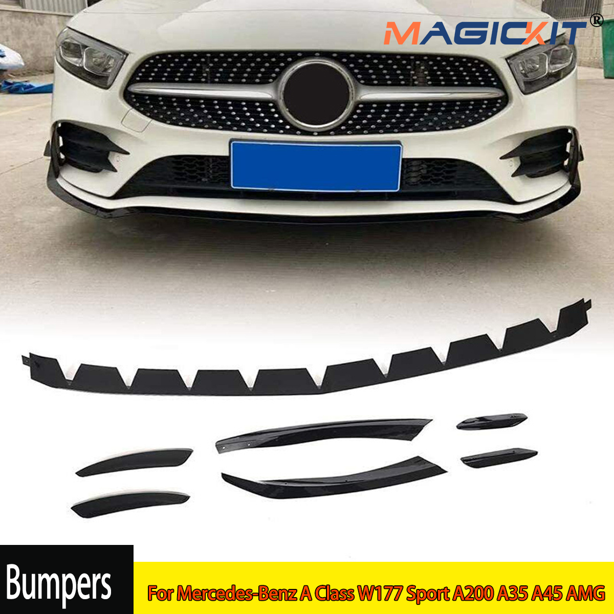 Pemisah Spoiler bibir Bumper depan mobil, untuk Mercedes Benz Kelas A W177 V177 A180 A200 A250 Sport Sedan 2019 UP Canard Trim