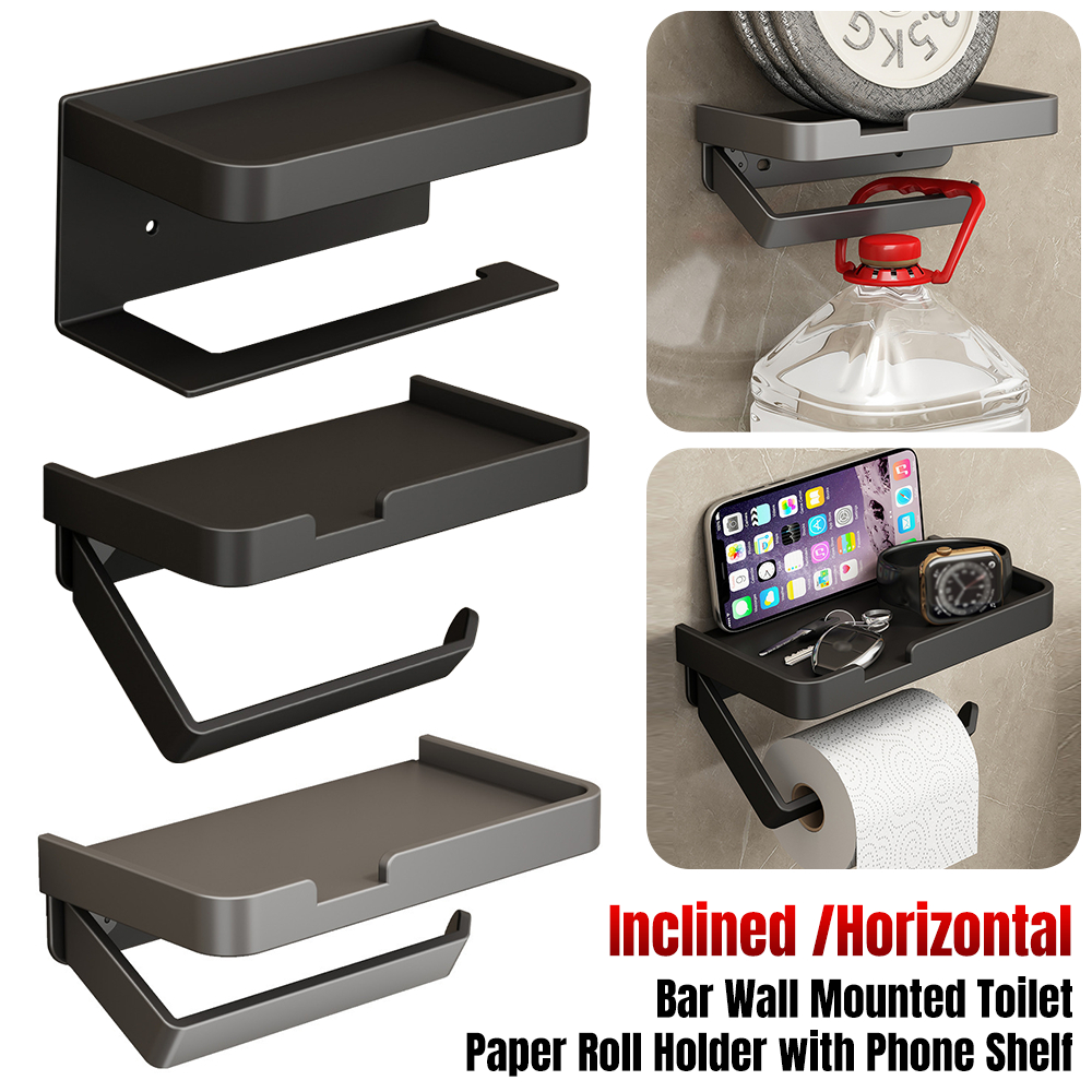 Porte-rouleau de papier toilette mural avec étagère à téléphone, rangement de mouchoirs en laiton T1