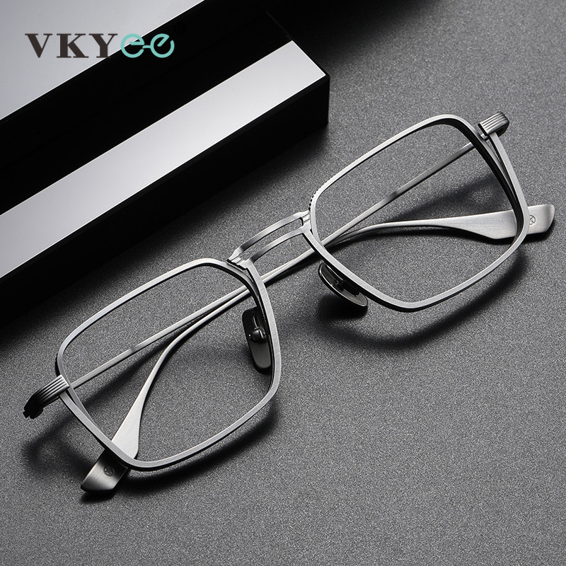 Vicky Ultralicht Puur Titanium Frames Zakelijk Retro Vierkant Heren Leesbril Anti-Blauw Licht Aangepaste Bijziendheid Dtx125